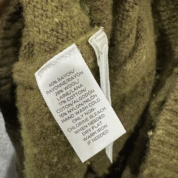 Ann Taylor Loft Full Zip Full Zip Sweater Long Sleeve Women XL Olive Green Wool - Picture 4 of 7